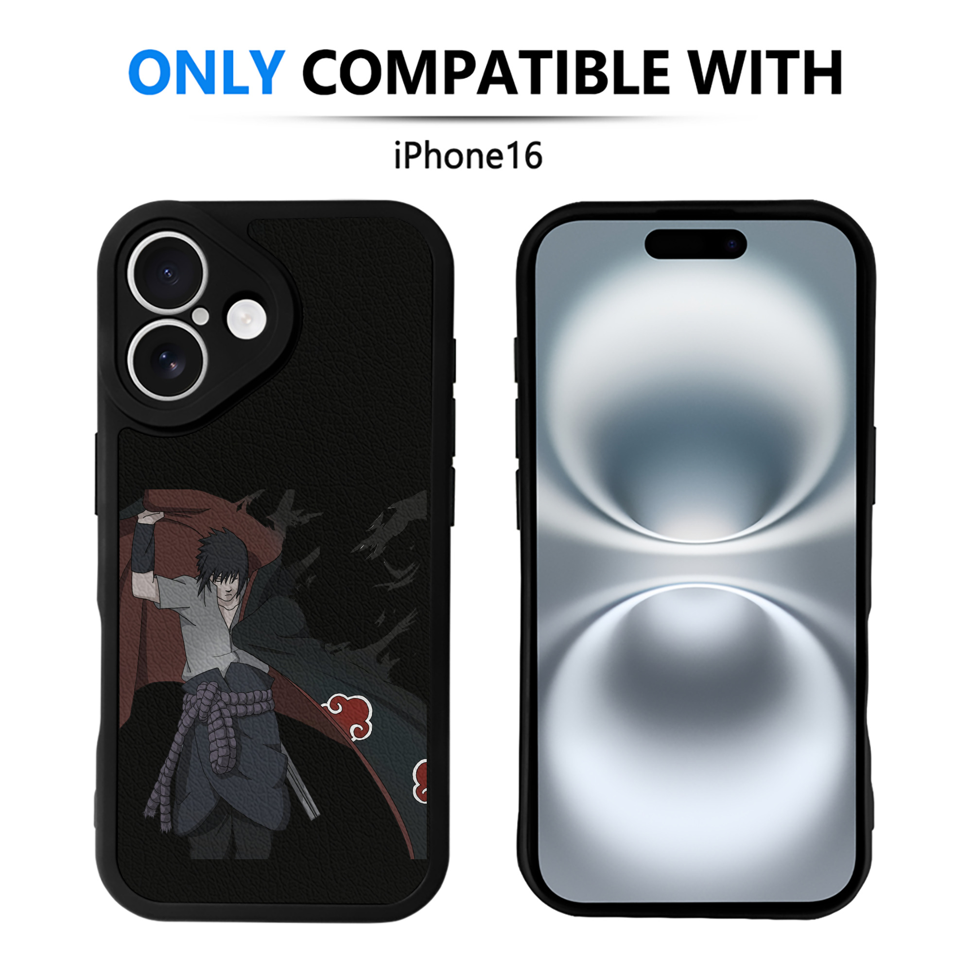 （画像用） NARUTO -ナルト- うちは サスケ Uchiha Sasuke 【iPhone 16シリーズ対応】シリコンスマホケース（レザー調） 材質：シリコン